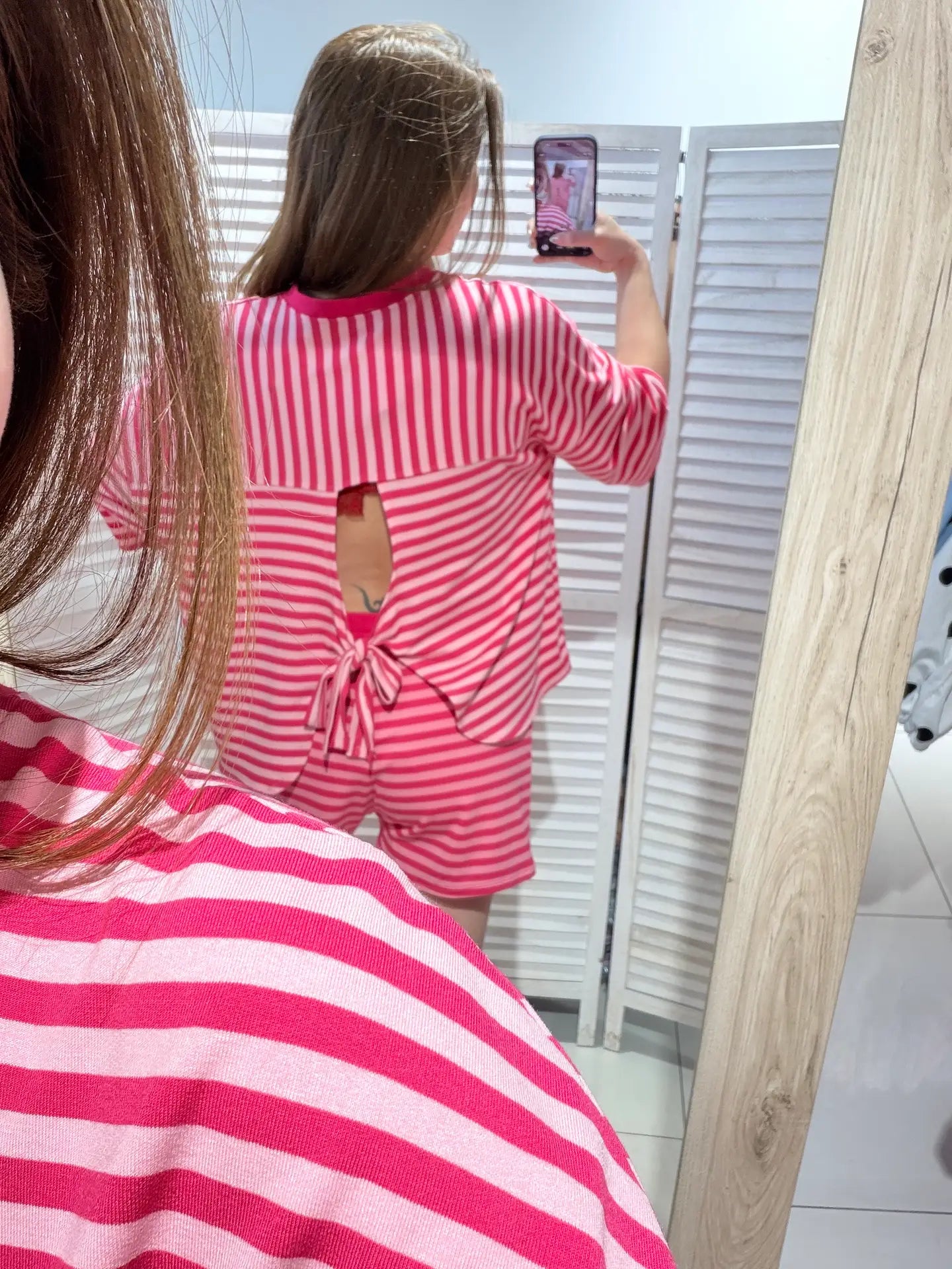 Gestreept t-shirt fushia/roze