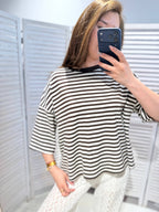 Gestreept T-shirt bruin