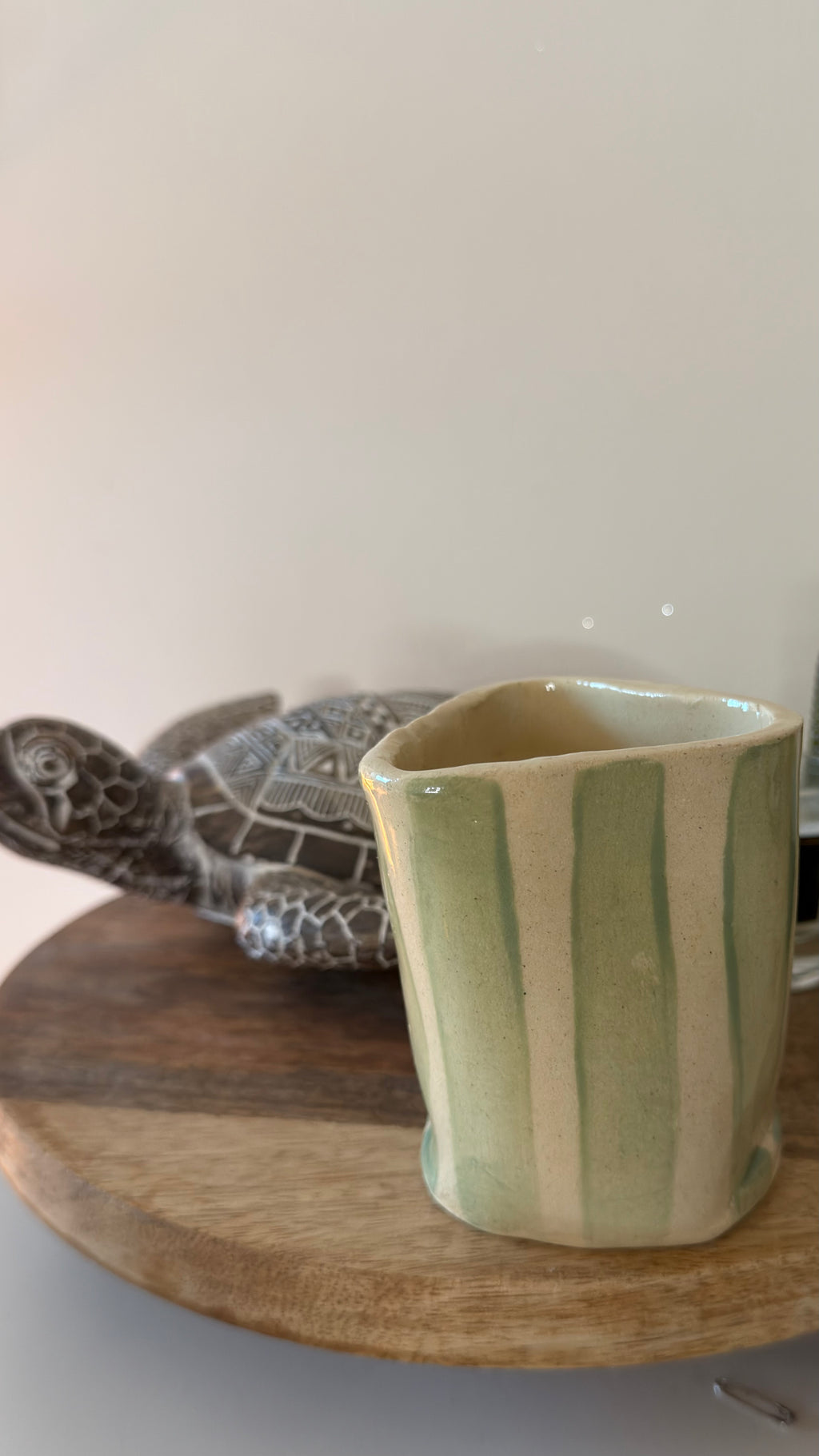 Matcha latte mok - Sage stripes 180ml