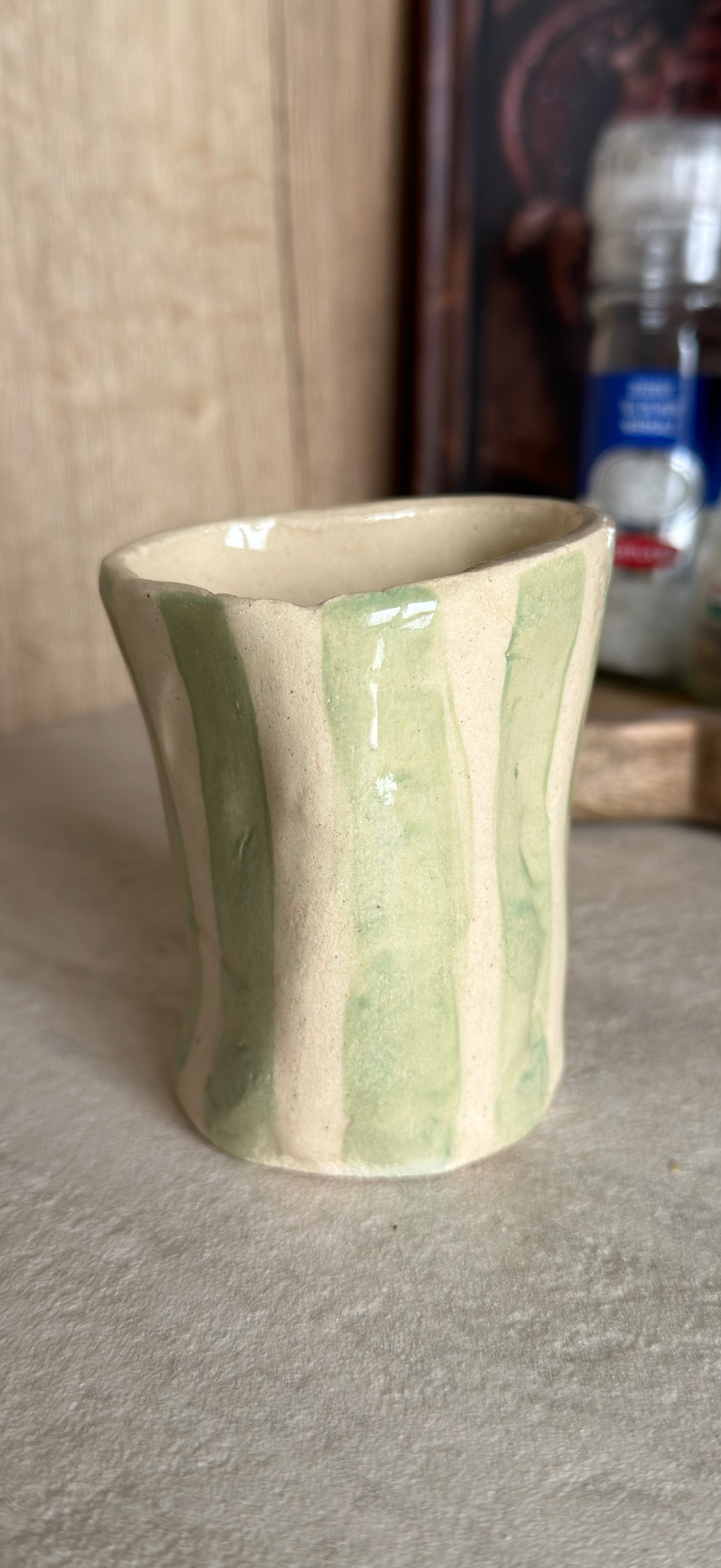 Matcha latte mok - sage stripes 110ml