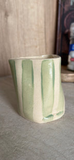 Matcha latte mok - Sage stripes 180ml