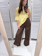 Broek met kanten look bruin