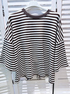 Gestreept T-shirt bruin
