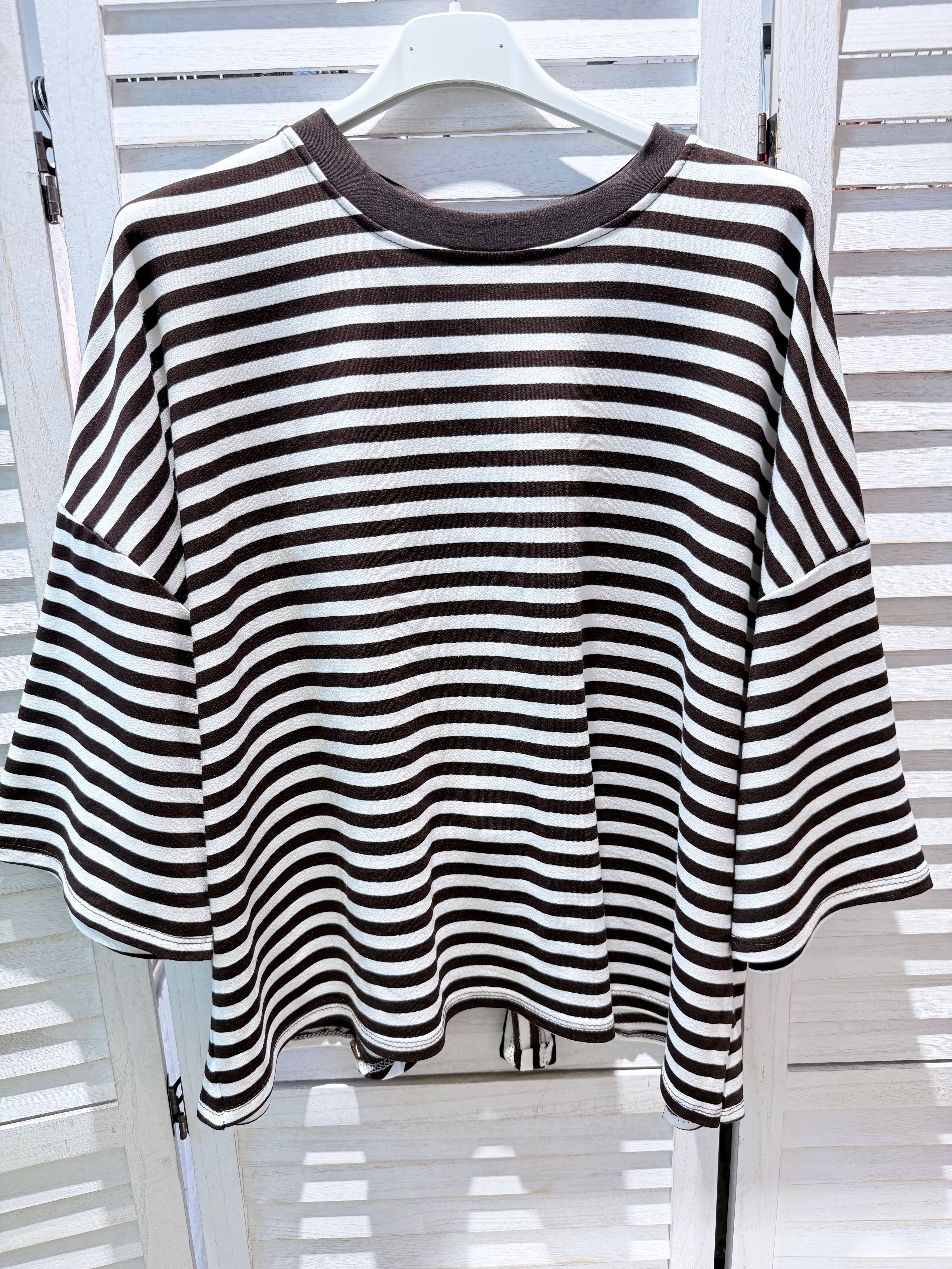 Gestreept T-shirt bruin
