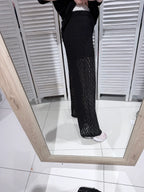 Broek met kanten look zwart