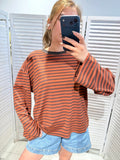 Longsleeve bruin-oranje