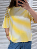 Gestreept t-shirt iconic geel